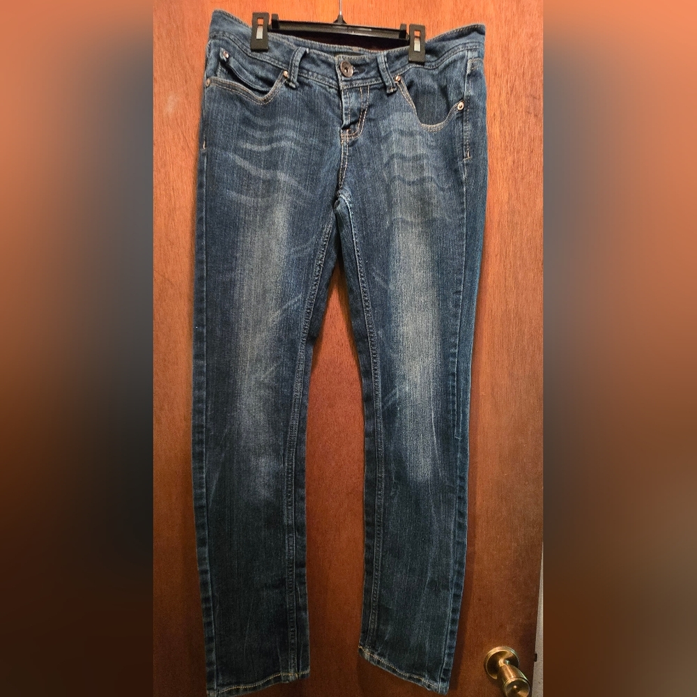 Paris Blues Blue Straight Leg Jeans Natural Distressing Sz9 - Picture 2 of 11